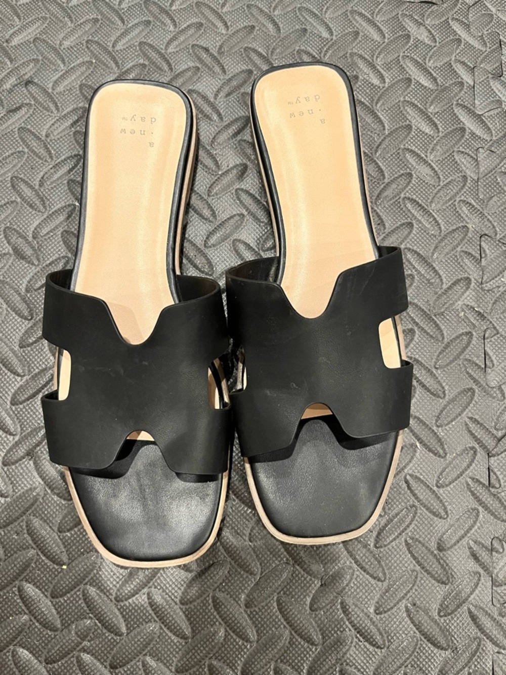 A New Day Black Cutout Slide Mules